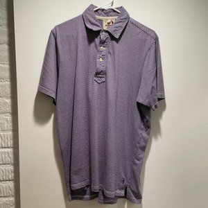 Relwen Men's Striped Purple Violet Polo Shirt Large 100% Cotton